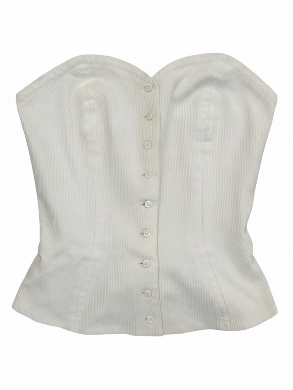CLAUDE MONTANA Ivory Strapless Button-Front Corset Top - Picture 2 of 7